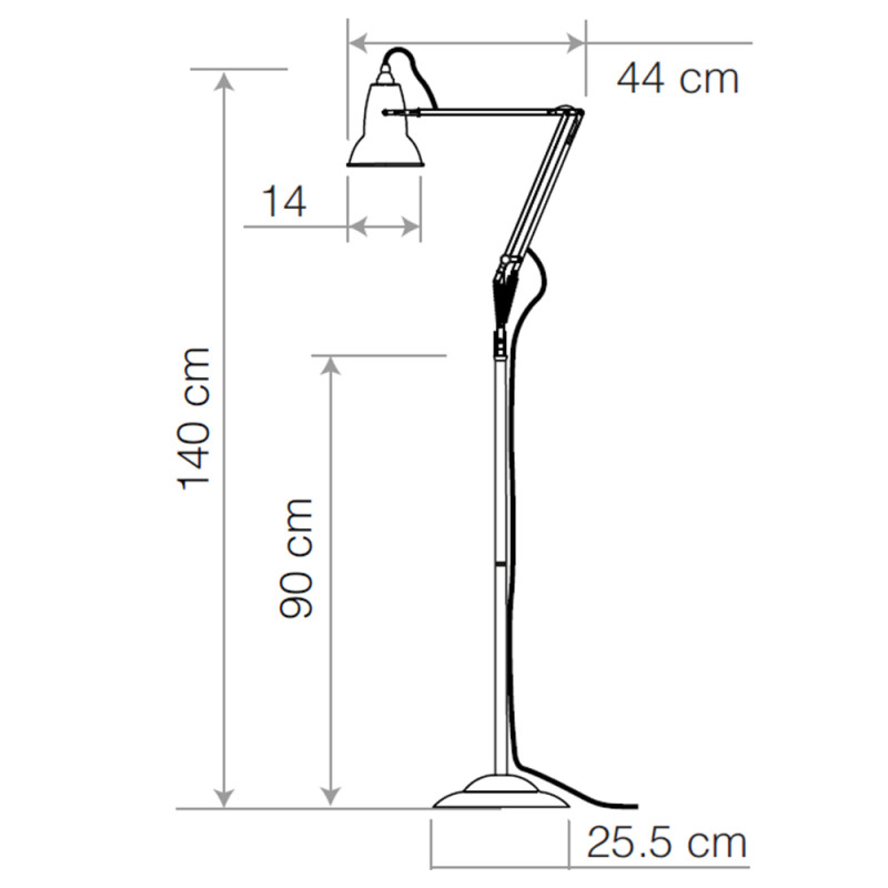 Specification Image for Anglepoise Original 1227 Floor Lamp National Trust