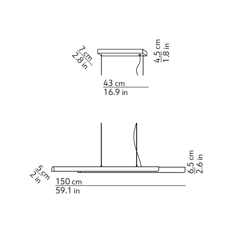 Specification image for KDLN Dala LED Ceiling Light