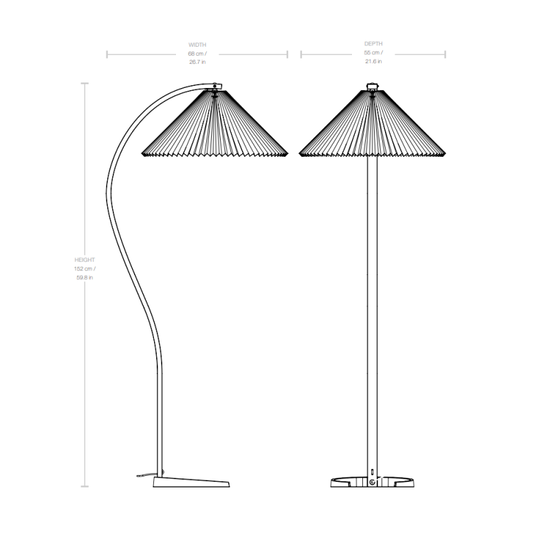 Specification Image for Gubi Timberline Floor Lamp