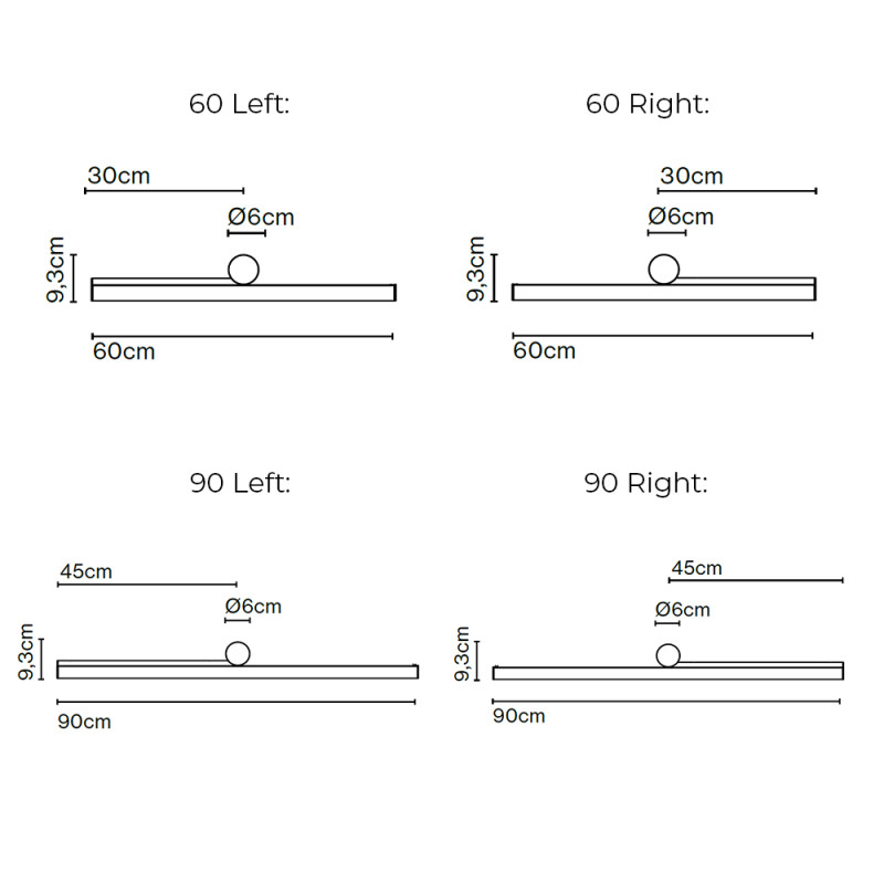 Specification Image for Marset Ambrosia LED Wall Light