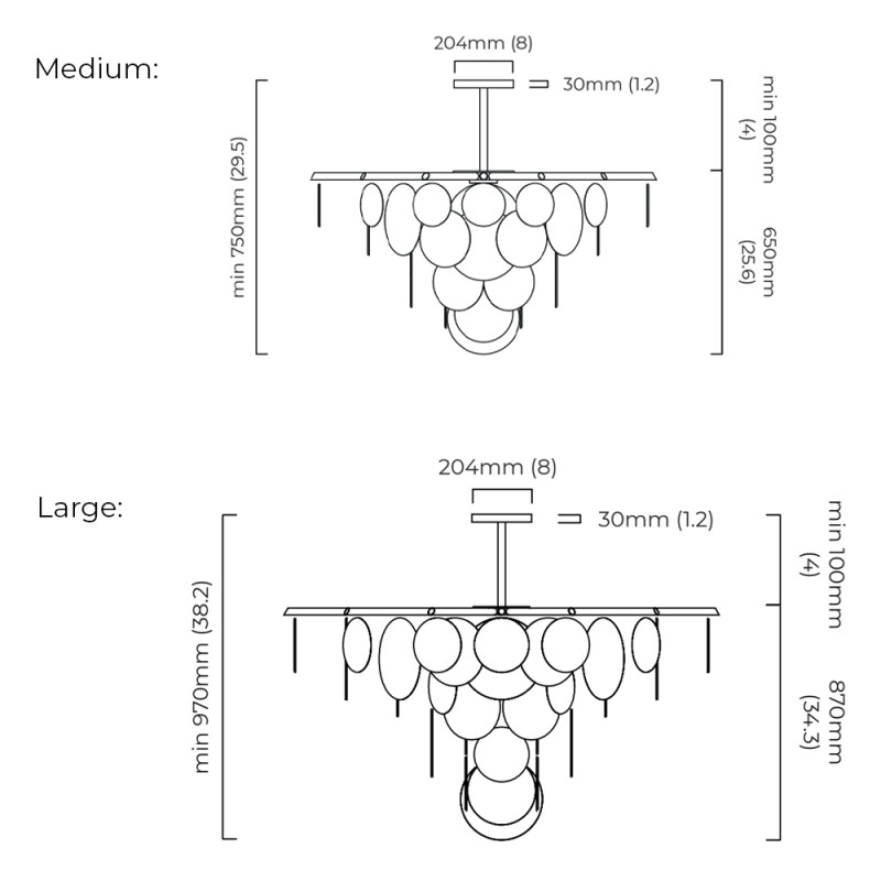 Specification Image for CTO Lighting Nimbus Chandelier