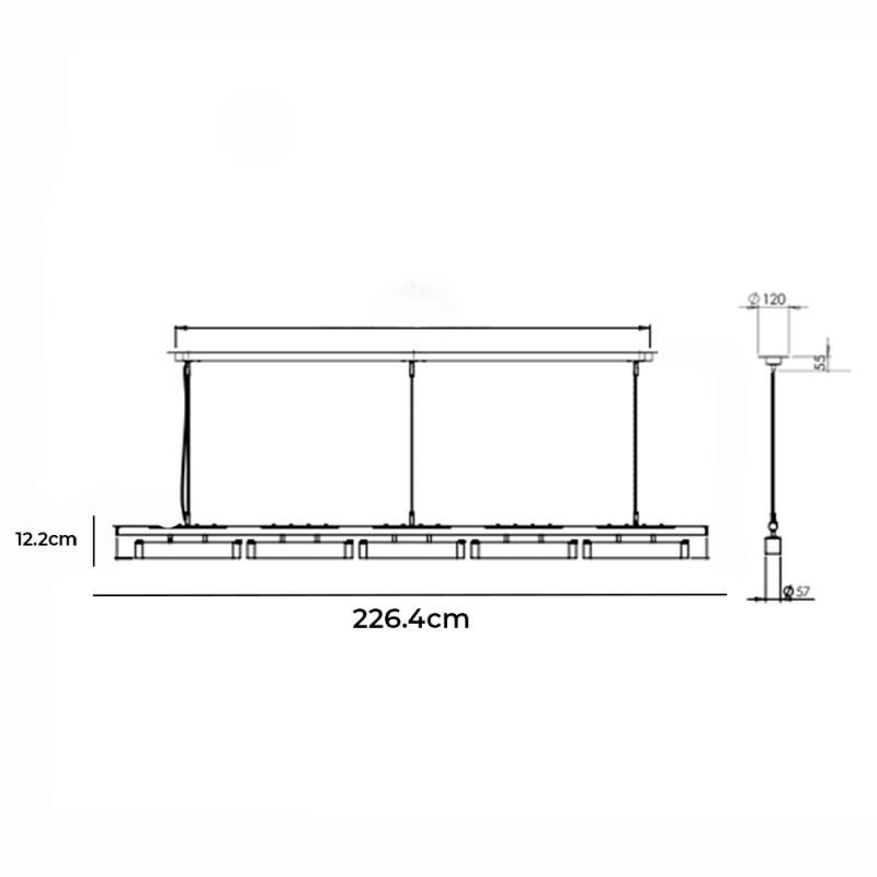 Specification Image for Bert Frank Colt LED Linear 5 Pendant