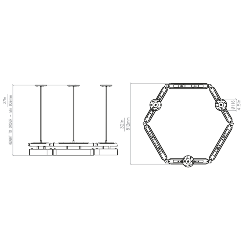 Specification Image for Bert Frank Colt Hexagon LED Chandelier