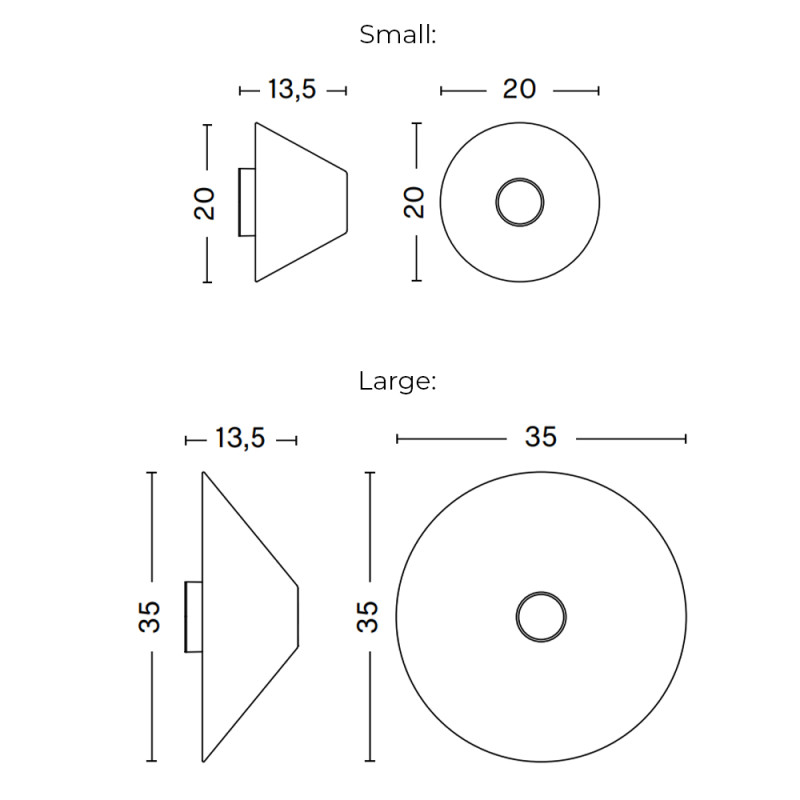 Specification Image for HAY Ono Flush Mount Wall Light