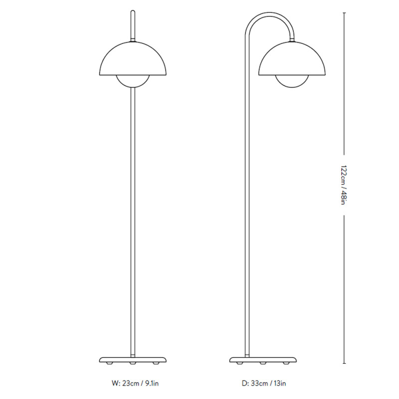 Specification Image for &Tradition Flowerpot VP12 Floor Lamp