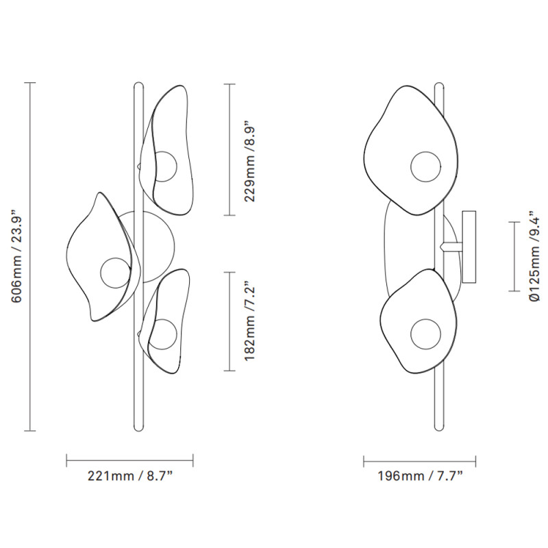 Specification Image for Nuura Florii 3 LED Wall Light