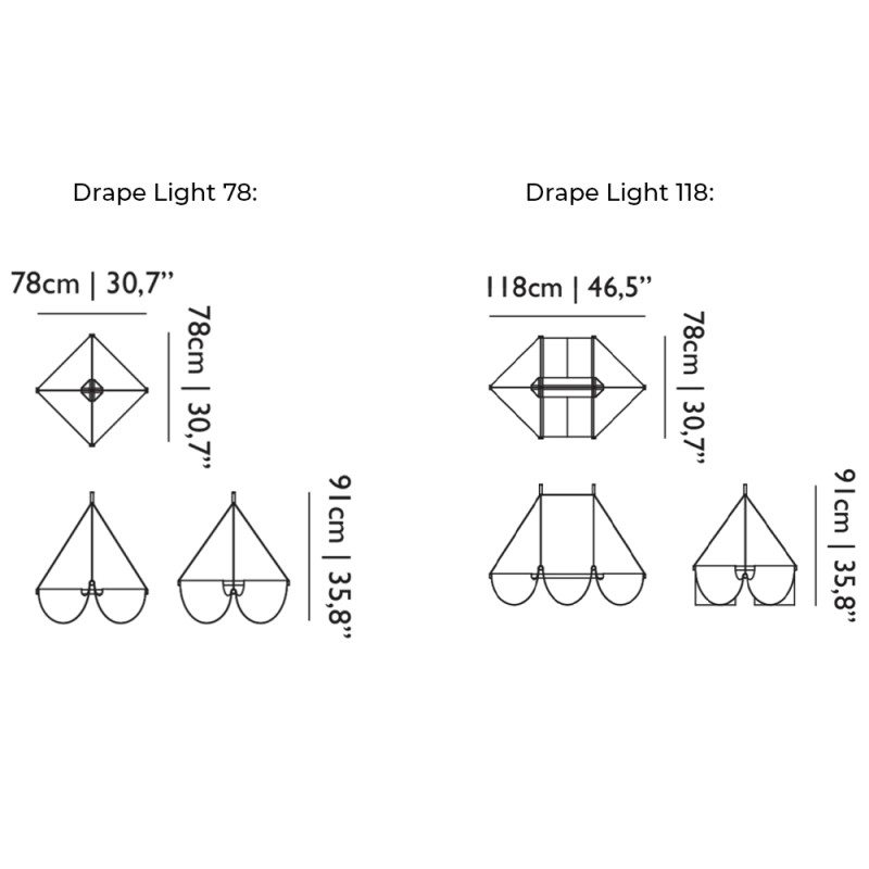 Specification Image for Moooi Drape Light LED Suspension