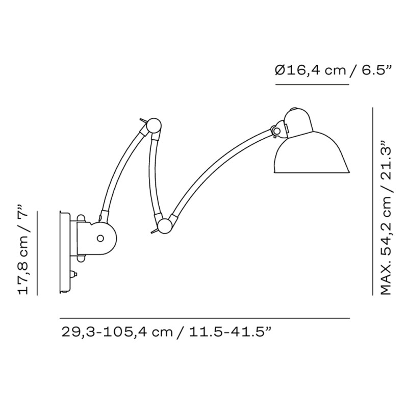 Specification Image for Fritz Hansen Kaiser Idell 6559 Wall Lamp