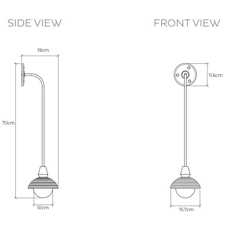 Specification Image for Bert Frank Eos Wall Light Short