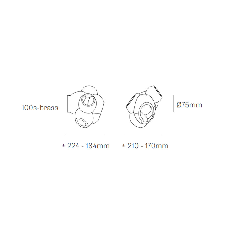 Specification Image for Bocci 100sbrass LED Wall / Ceiling Light