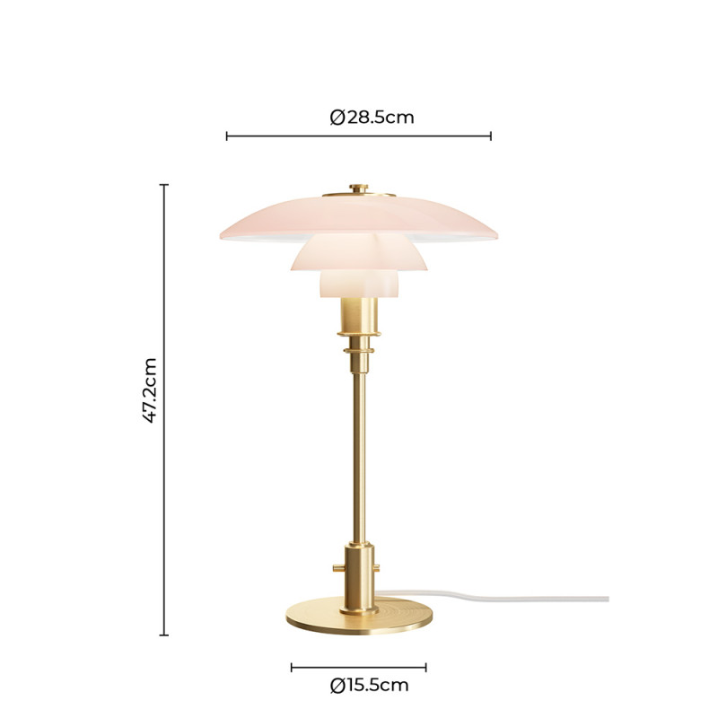 Specification Image for PH 3/2 Pale Rose Table Lamp