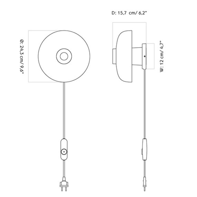 Specification Image for Audo Copenhagen Reverse Wall Light