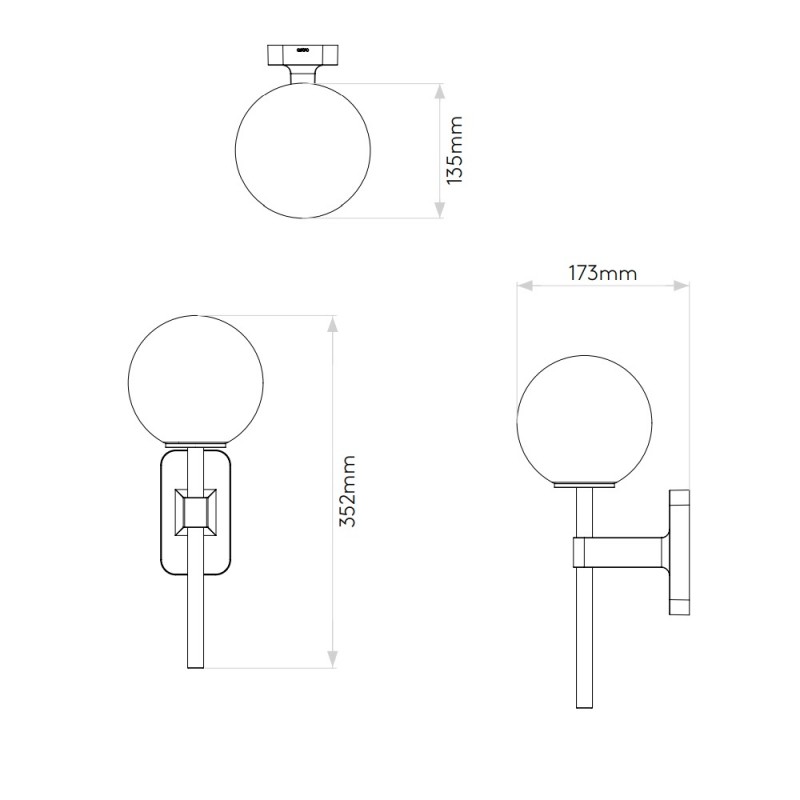 Specification Image for Astro Tacoma Single Wall Light