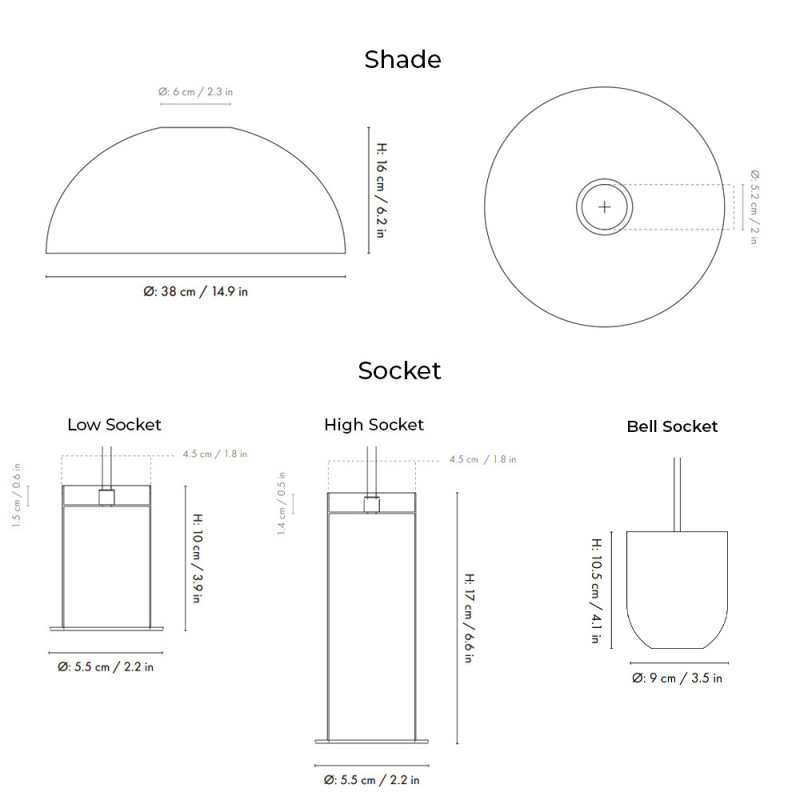 Specification Image for Ferm Living Collect Brass Pendant Dome