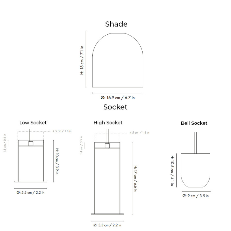 Specification Image for Ferm Living Collect Opal Pendant Bell