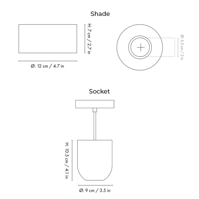 Specification Image for Ferm Living Collect Bell Socket Pendant Disc