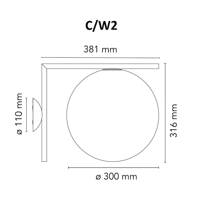 Specification image for Flos IC Ceiling/Wall Light