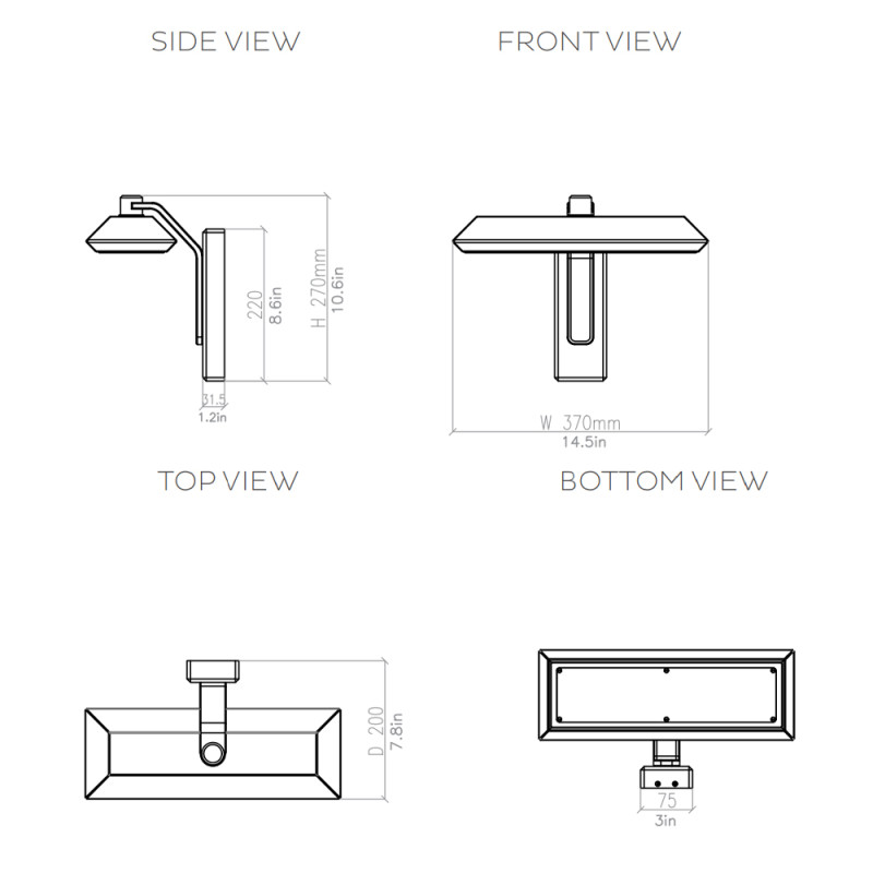Specification Image for Bert Frank Rinato LED Single Wall Light