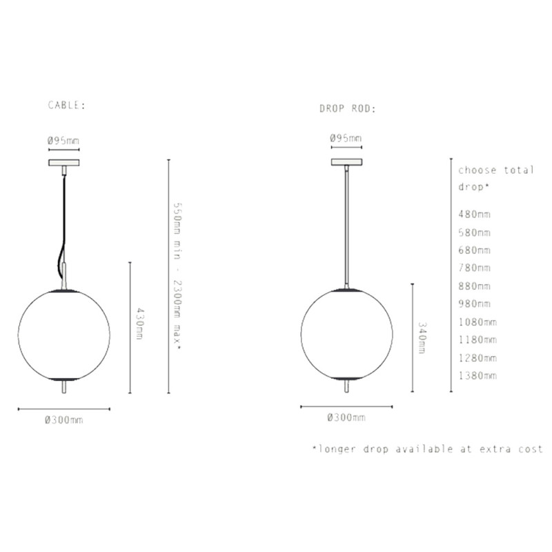 Specification Image for J.Adams & Co Nova Pendant Globe
