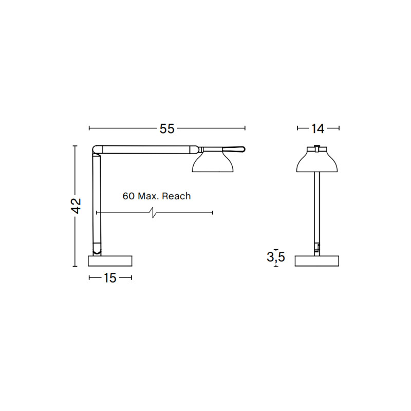 Specifiation Image for HAY PC LED Desk Lamp