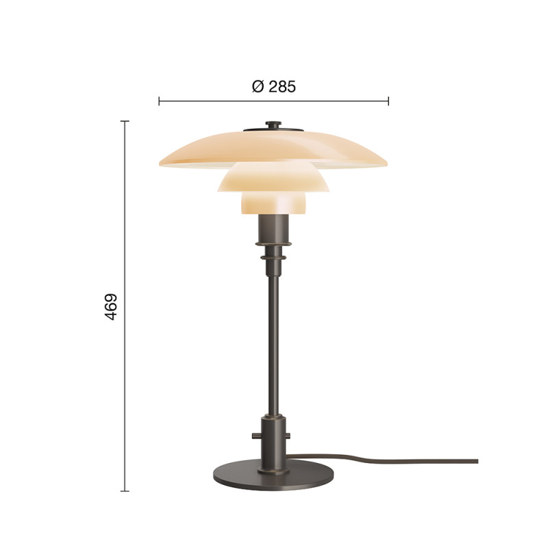 Specification Image for Louis Poulsen PH 3/2 Dusty Terracotta Limited Edition Table Lamp