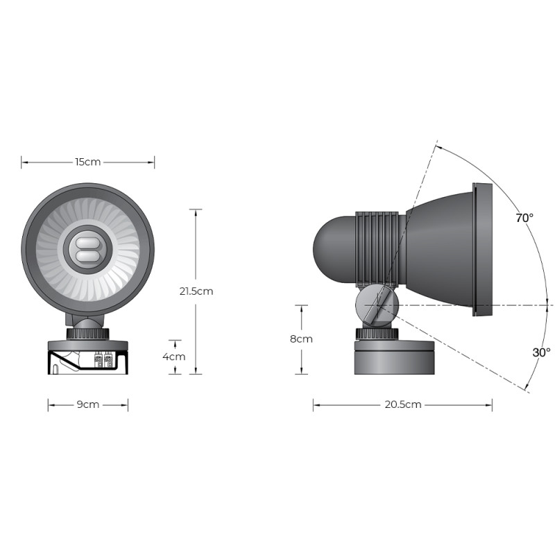 Specification Image for BEGA 84259 Garden Floodlight