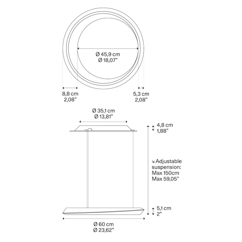 Specification Image for Lodes Tidal LED Adjustable Suspension