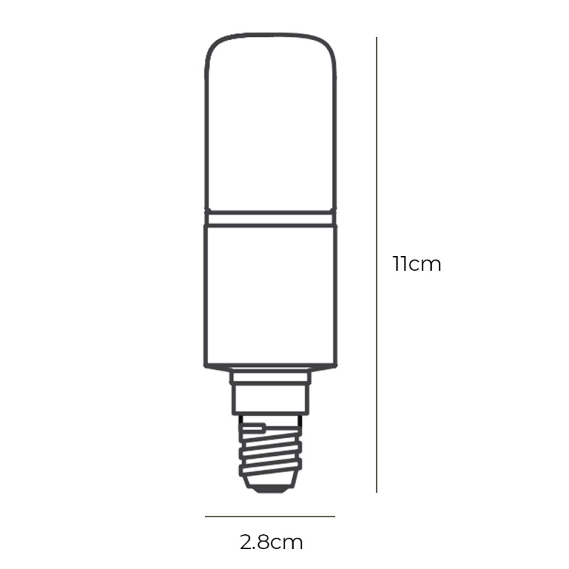 Specification Image for Flos 9W LED E14 T28 Dimmable Bulb