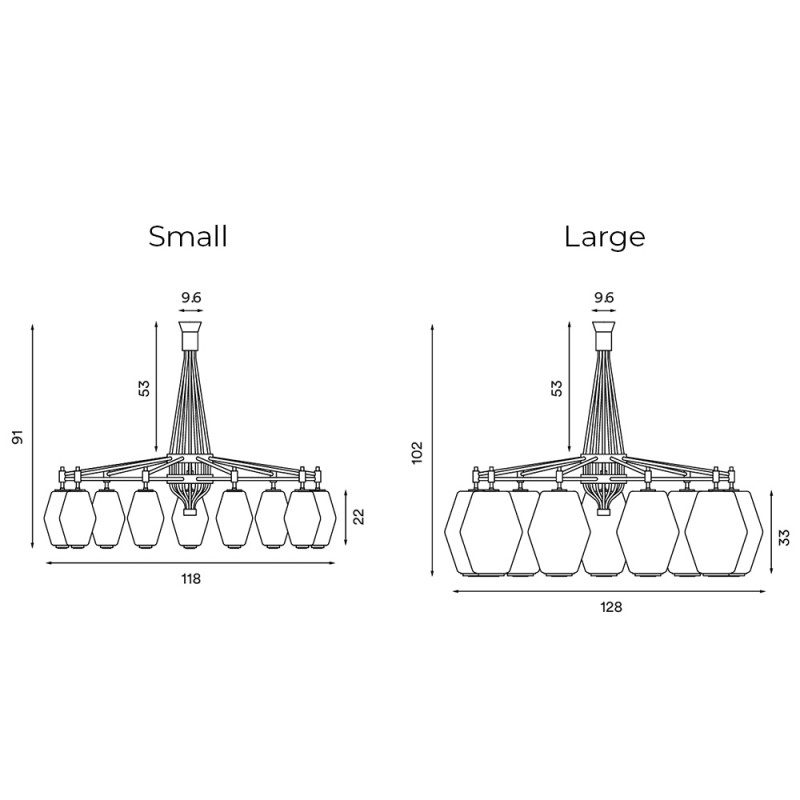 Specification Image for Northern Dahl Chandelier