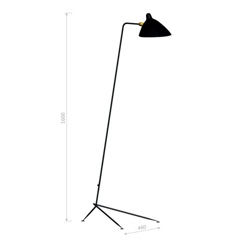 Specification Image for Serge Mouille Formes Noires Lampadaire Droit 1 Arm Floor Lamp