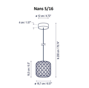 Specification image for Bover Nans S Outdoor LED Pendant