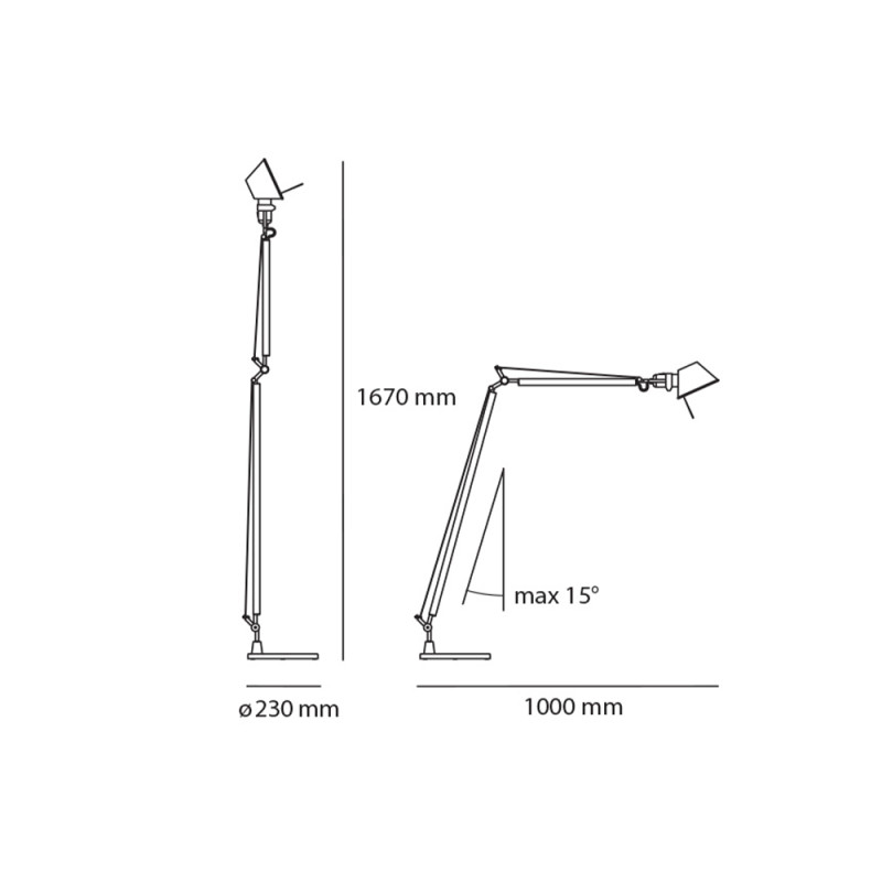 Specification Image for Artemide Tolomeo Reading Floor Lamp