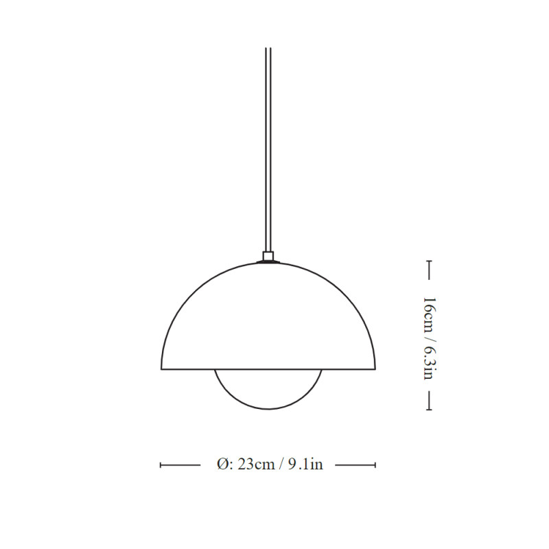 Specification Image for &Tradition Flowerpot VP1 Anniversary Edition Pewter Pendant