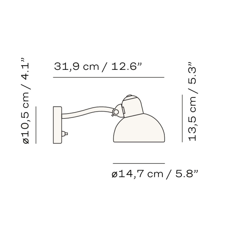 Specification Image for Fritz Hansen Kaiser Idell 6567 Wall Light