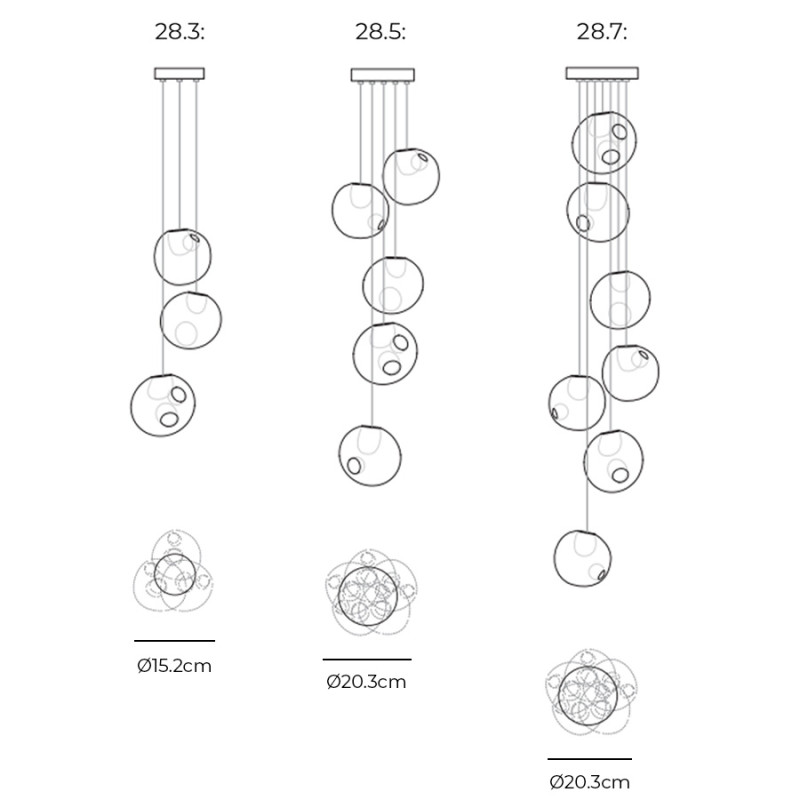 Specification Image for Bocci 28 Series Random Pendant