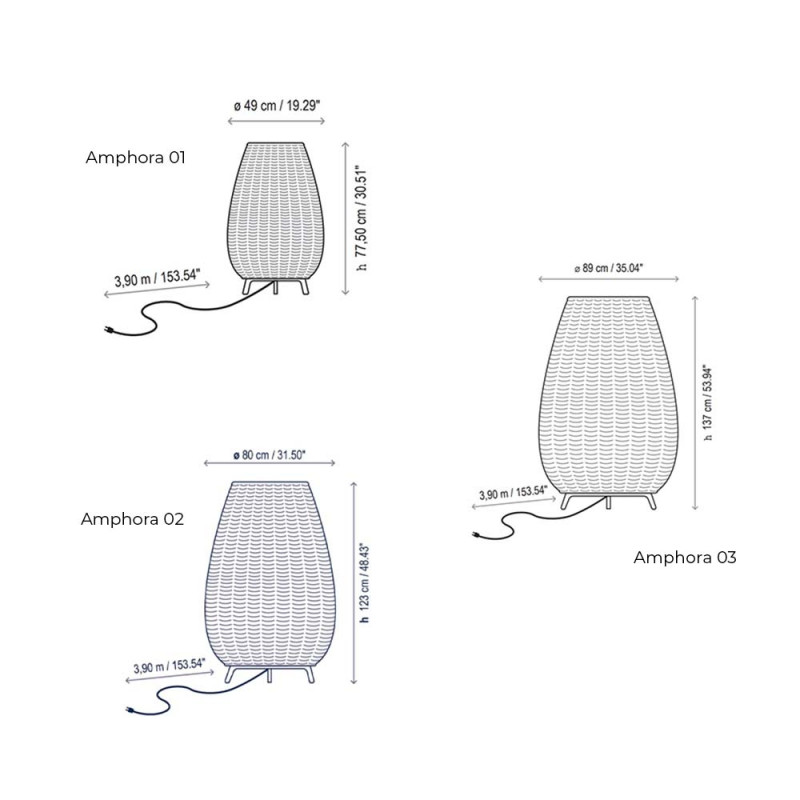 Specification image for Bover Amphora Outdoor Floor Lamp