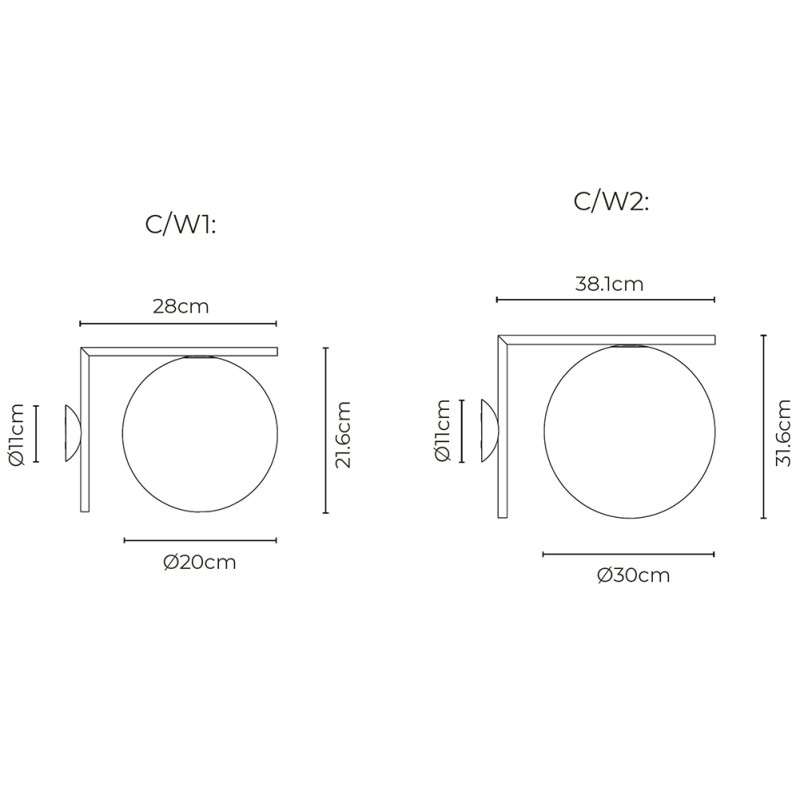 Specification Image for Flos IC Ceiling/Wall Light
