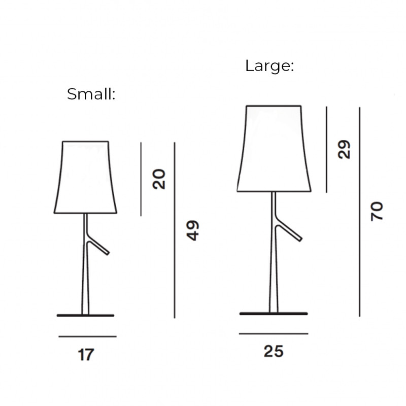 Specification Image for Foscarini Birdie Table Lamp