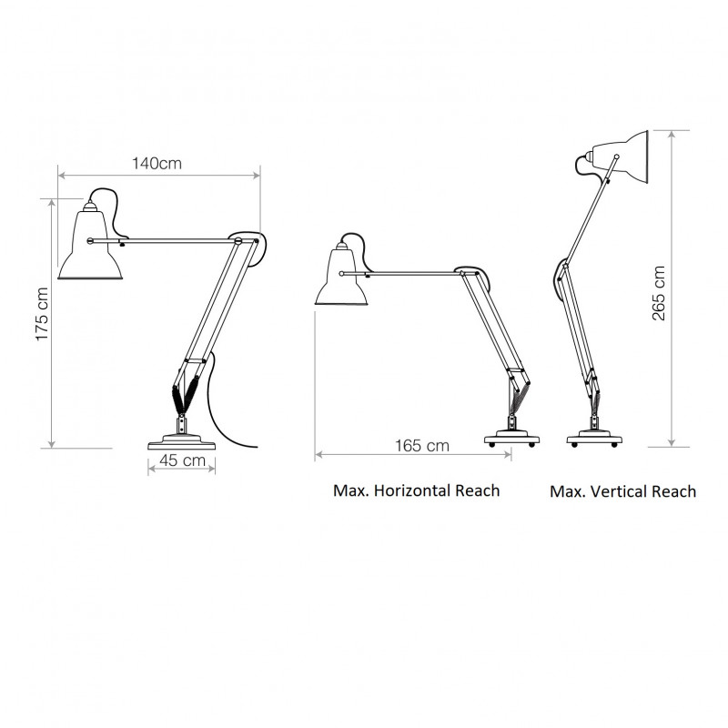 Specification Image for Anglepoise Original 1227 Giant Floor Lamp
