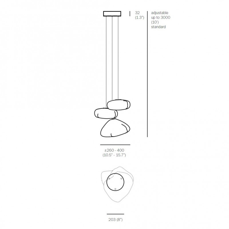 Specification image for Bocci 73.3 Trio Pendant