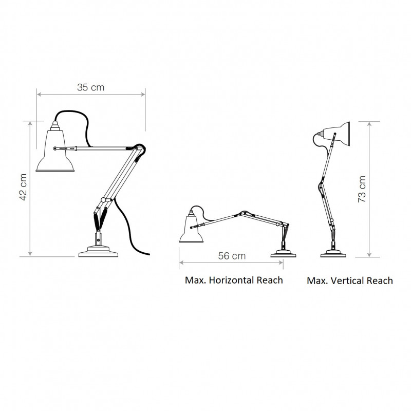 Specification Image for Anglepoise Original 1227 Mini Desk Lamp