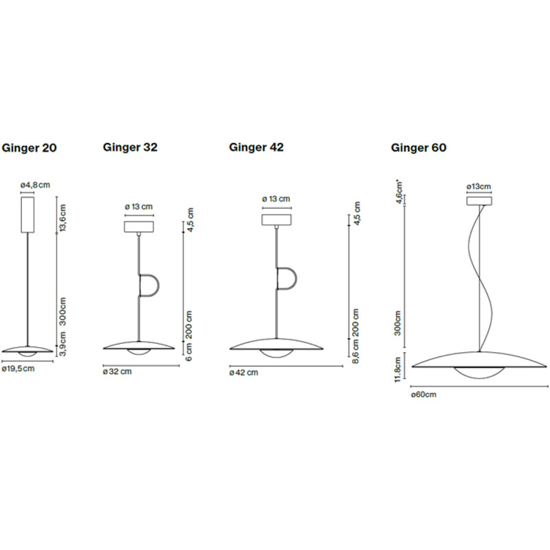 Specification Image for Marset Ginger LED Suspension