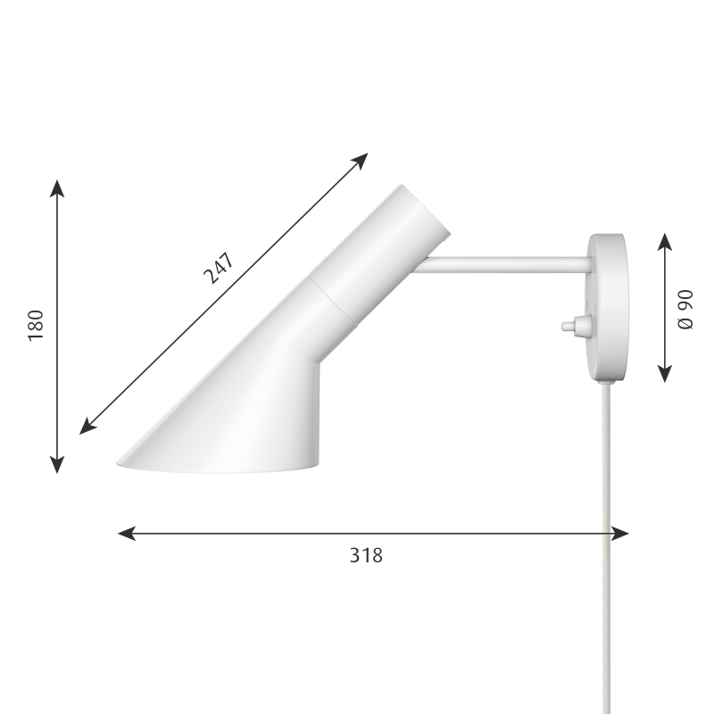 Specification image for Louis Poulsen AJ Wall Light 