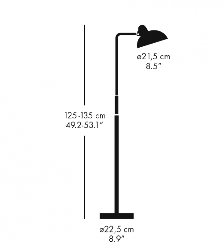 Specification Image for Fritz Hansen Kaiser Idell 6580 Luxus Floor Lamp