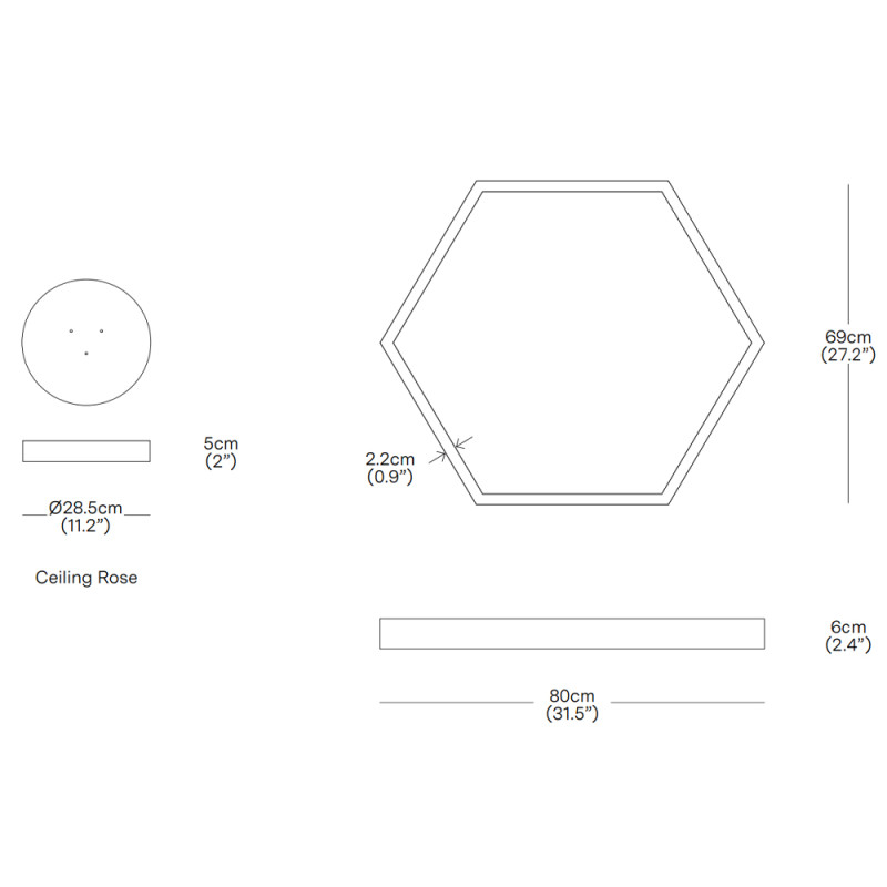 Specification Image for Resident Hex 750 LED Pendant