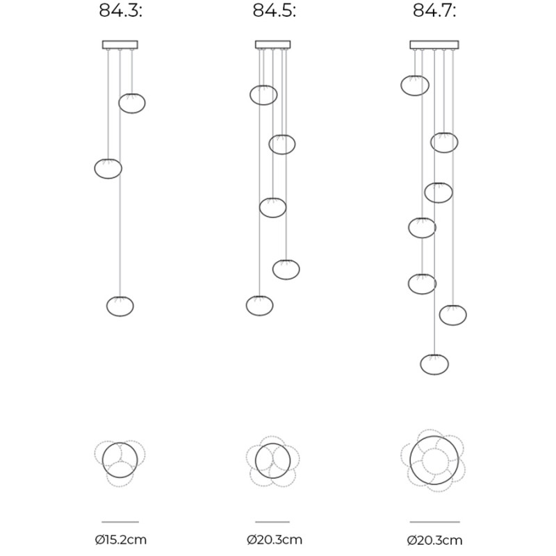 Specification Image for Bocci 84 Series Multiple Pendants