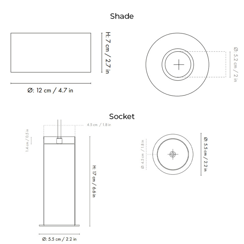 Specification Image for Ferm Living Collect High Socket Pendant Disc