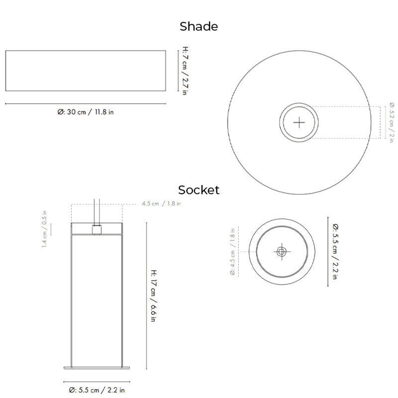 Specification Image for Ferm Living Collect High Socket Pendant Record