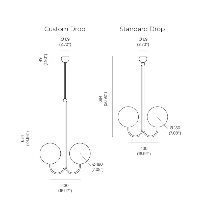 Specification Image for Michael Anastassiades Double Angle Pendant