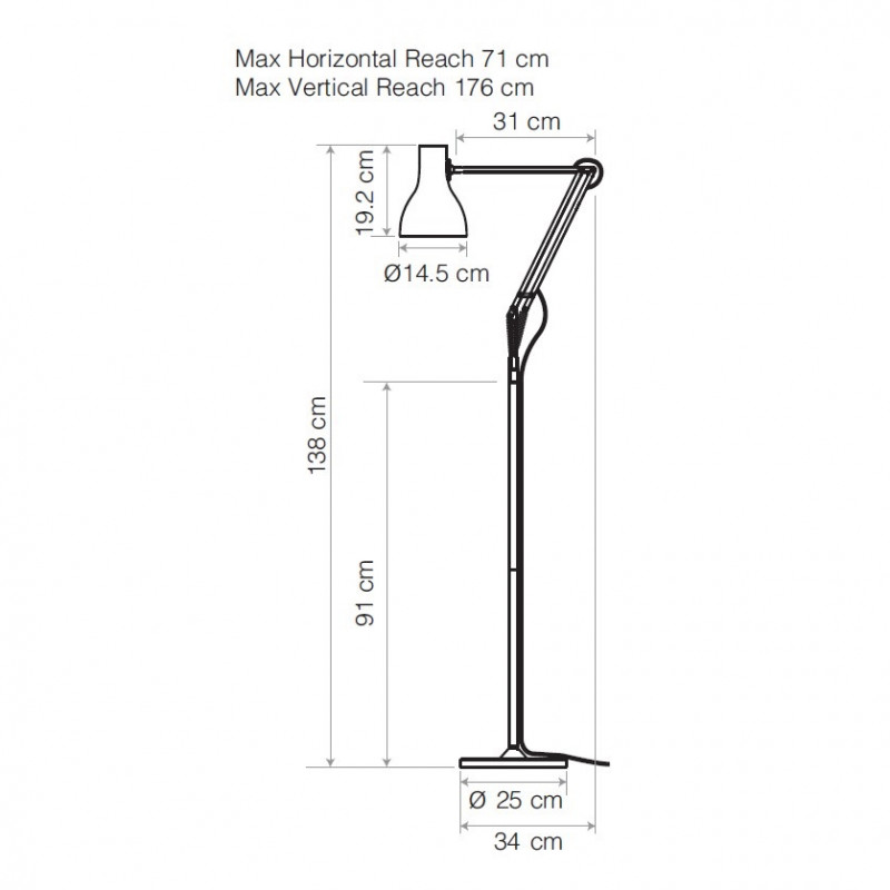 Specification Image for Anglepoise Type 75 Margaret Howell Floor Lamp